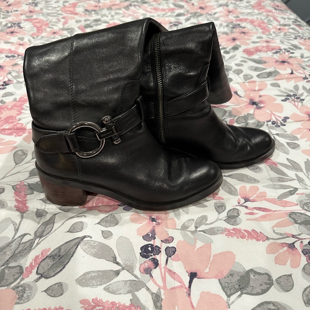Coach black leather boots in really good condition. No scuffs!
